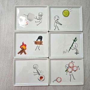 NOT FOR SALE Crate & Barrel OLIVER Ceramic Appetizer Snack Plates Set of 6